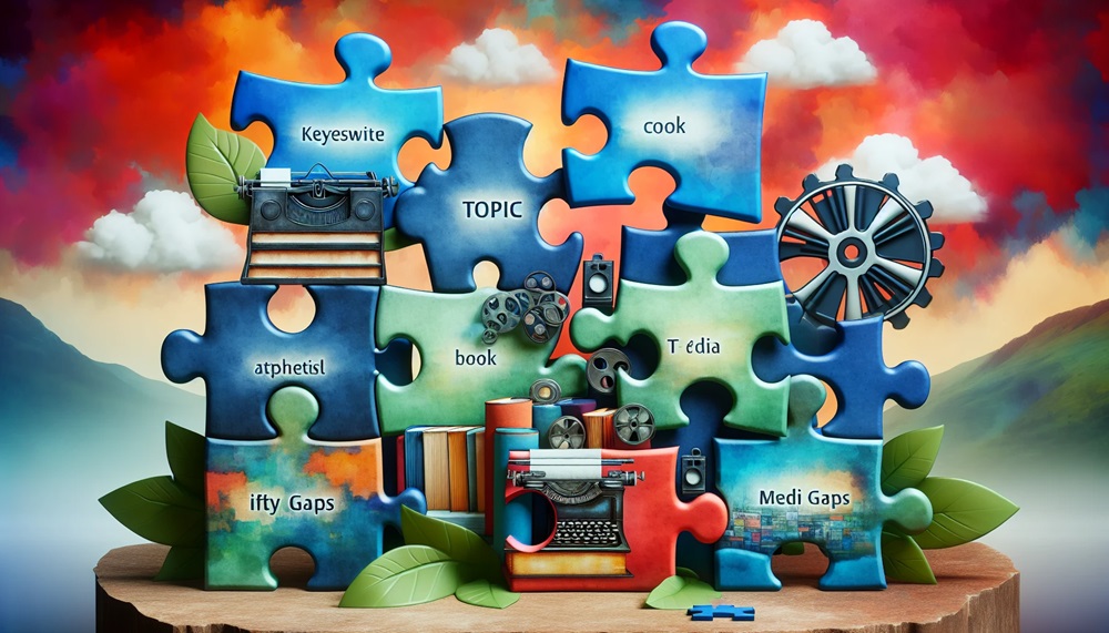 Illustration of interconnected jigsaw puzzle pieces, representing types of content gaps